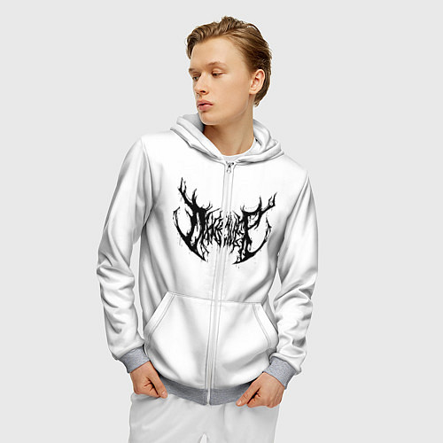 Мужская толстовка на молнии Dxnkwer Белые с черным логотипом / 3D-Меланж – фото 3