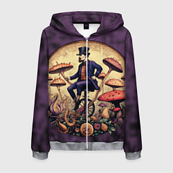 Толстовка 3D на молнии мужская Джентельмен в грибной стране, цвет: 3D-меланж