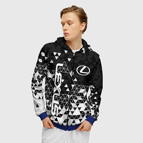 Мужская толстовка на молнии Лексус - распад / 3D-Синий – фото 3