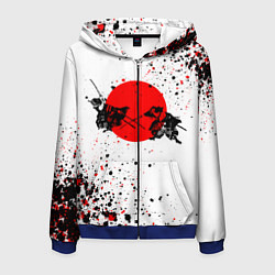 Толстовка 3D на молнии мужская Два самурая, цвет: 3D-синий