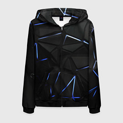 Мужская толстовка на молнии Black texture neon line