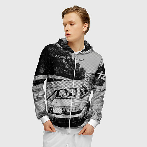 Мужская толстовка на молнии Тойота ae 86 - Инициал ди / 3D-Белый – фото 3