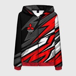 Толстовка 3D на молнии мужская Митсубиси - красный спортивный, цвет: 3D-красный