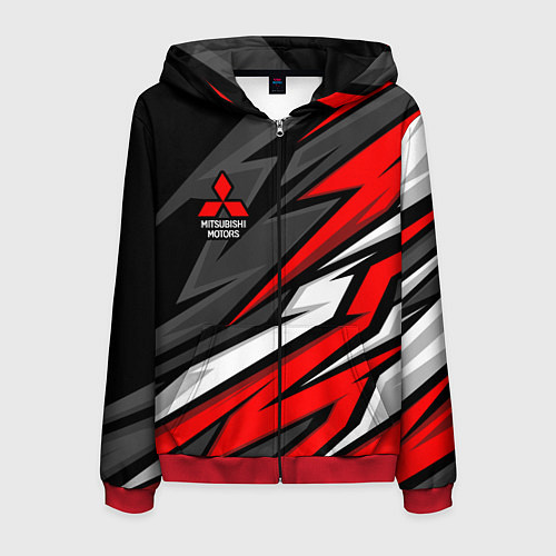 Мужская толстовка на молнии Митсубиси - красный спортивный / 3D-Красный – фото 1