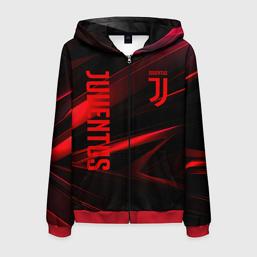 Мужская толстовка на молнии Juventus black red logo / 3D-Красный – фото 1