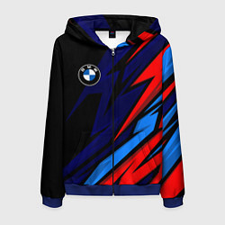 Толстовка 3D на молнии мужская BMW - m colors and black, цвет: 3D-синий