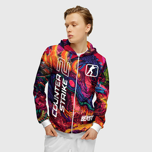 Мужская толстовка на молнии CS 2 hyper beast / 3D-Белый – фото 3