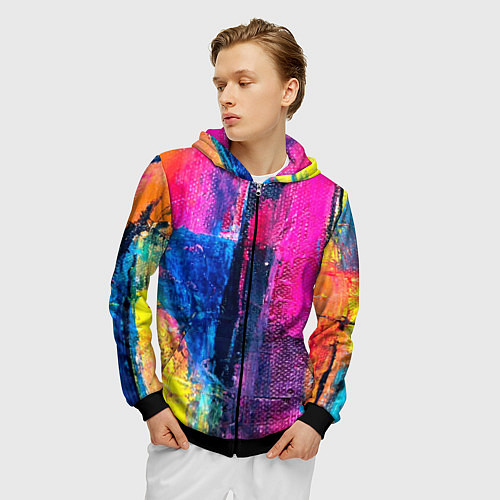 Мужская толстовка на молнии Твой стиль абстракция 1 / 3D-Черный – фото 3