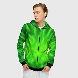 Толстовка 3D на молнии мужская Зеленый взрыв, цвет: 3D-черный — фото 2