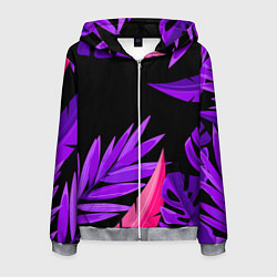 Толстовка 3D на молнии мужская Floral composition - neon, цвет: 3D-меланж