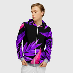 Толстовка 3D на молнии мужская Floral composition - neon, цвет: 3D-меланж — фото 2