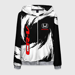 Толстовка 3D на молнии мужская Honda - белые краски, цвет: 3D-меланж