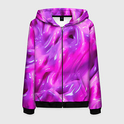 Толстовка 3D на молнии мужская Розовая слизь, цвет: 3D-черный