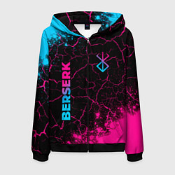 Толстовка 3D на молнии мужская Berserk - neon gradient: надпись, символ, цвет: 3D-черный