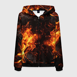 Толстовка 3D на молнии мужская Fire style, цвет: 3D-черный
