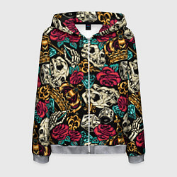 Толстовка 3D на молнии мужская A pattern for a hipster, цвет: 3D-меланж