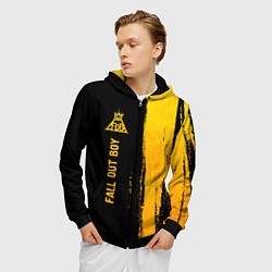 Толстовка 3D на молнии мужская Fall Out Boy - gold gradient: по-вертикали, цвет: 3D-черный — фото 2