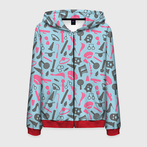 Мужская толстовка на молнии БДСМ - игрушки / 3D-Красный – фото 1