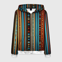 Мужская толстовка на молнии Этнический паттерн в вертикальную полоску