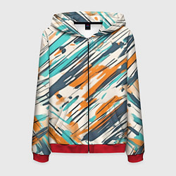 Толстовка 3D на молнии мужская Абстракция разноцветная, цвет: 3D-красный