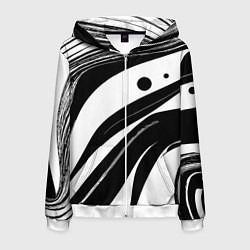 Толстовка 3D на молнии мужская Abstract black and white composition, цвет: 3D-белый