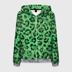Мужская толстовка на молнии Зелёный леопард паттерн