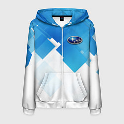 Толстовка 3D на молнии мужская Subaru art, цвет: 3D-белый