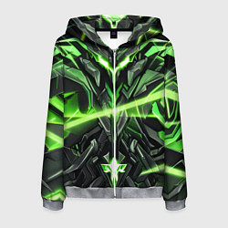 Толстовка 3D на молнии мужская Зелёный кибер рыцарь, цвет: 3D-меланж