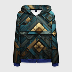 Толстовка 3D на молнии мужская Геометрический узор в египетском стиле, цвет: 3D-синий
