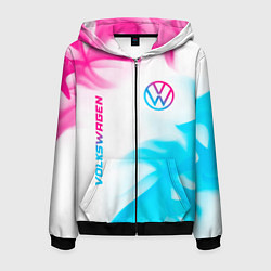 Толстовка 3D на молнии мужская Volkswagen neon gradient style вертикально, цвет: 3D-черный