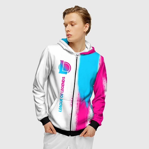 Мужская толстовка на молнии League of Legends neon gradient style по-вертикали / 3D-Черный – фото 3