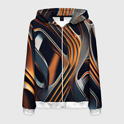 Мужская толстовка на молнии Слияние красок оранжевого и чёрного абстракция
