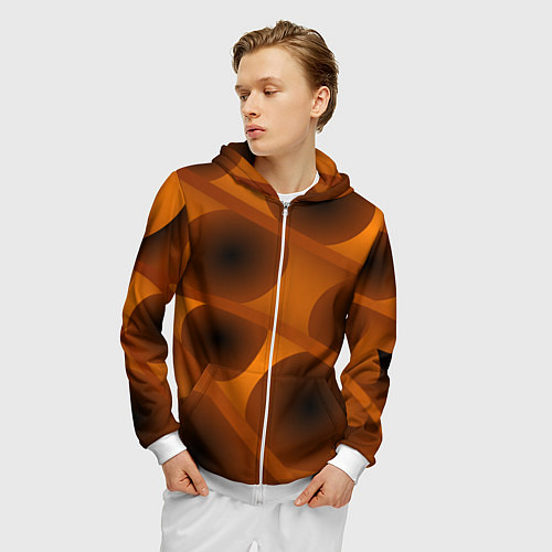 Мужская толстовка на молнии Шоколадные овалы / 3D-Белый – фото 3