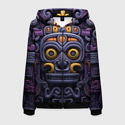 Толстовка 3D на молнии мужская Орнамент в стиле ацтеков, цвет: 3D-черный