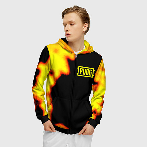 Мужская толстовка на молнии PlayerUnknowns Battlegrounds fire / 3D-Черный – фото 3