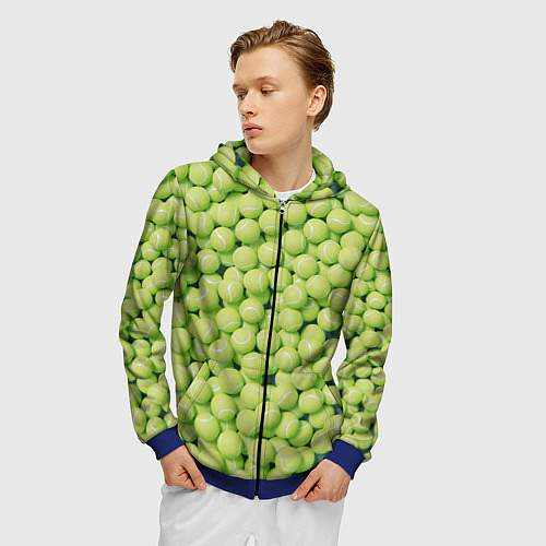 Мужская толстовка на молнии Много теннисных мячей / 3D-Синий – фото 3