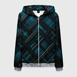 Мужская толстовка на молнии Тёмно-синяя диагональная клетка в шотландском стил