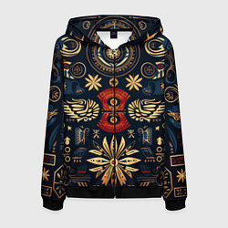 Толстовка 3D на молнии мужская Узор в славянском стиле, цвет: 3D-черный