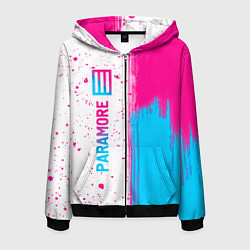 Толстовка 3D на молнии мужская Paramore neon gradient style по-вертикали, цвет: 3D-черный