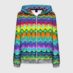 Мужская толстовка на молнии Разноцветные волнистые узоры