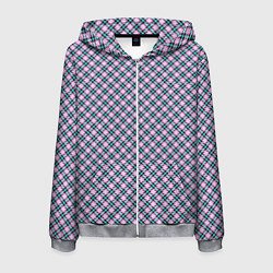 Мужская толстовка на молнии Фиолетовая - розовая клетка