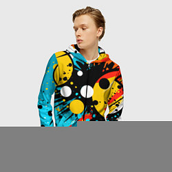 Толстовка 3D на молнии мужская Абстрактный хаос, цвет: 3D-синий — фото 2