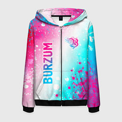 Толстовка 3D на молнии мужская Burzum neon gradient style вертикально, цвет: 3D-черный