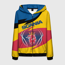 Толстовка 3D на молнии мужская Scania logo, цвет: 3D-черный