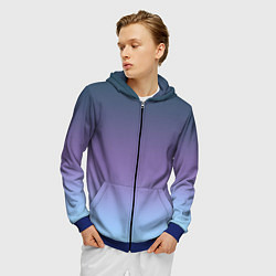 Толстовка 3D на молнии мужская Градиент синий фиолетовый голубой, цвет: 3D-синий — фото 2