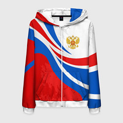 Толстовка 3D на молнии мужская Россия - спортивная униформа, цвет: 3D-белый