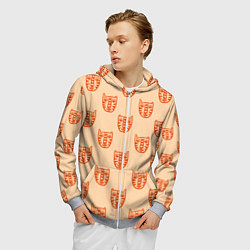 Толстовка 3D на молнии мужская Drawn Tiger, цвет: 3D-меланж — фото 2