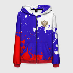 Толстовка 3D на молнии мужская Российский герб на триколоре, цвет: 3D-красный