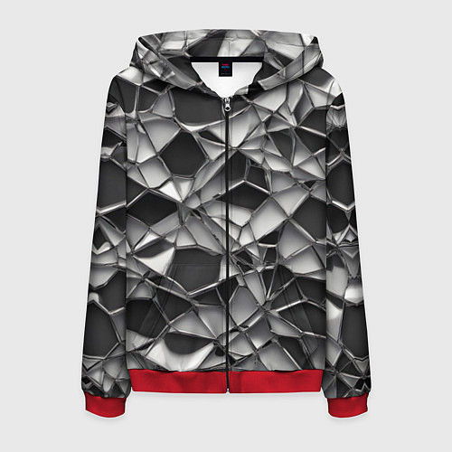 Мужская толстовка на молнии Чёрно-белая сетка / 3D-Красный – фото 1