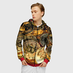 Толстовка 3D на молнии мужская Золото цифровой эры, цвет: 3D-красный — фото 2